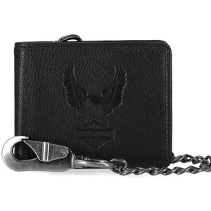 Harley Davidson Embossed Eagle Leather Bifold Wallet With Chain